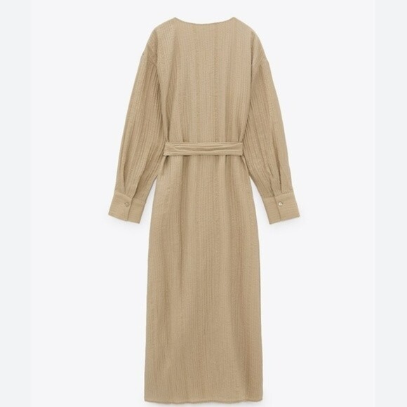 ZARA Dress Wrap Style Textured Midi Long Sleeve - Picture 9 of 15